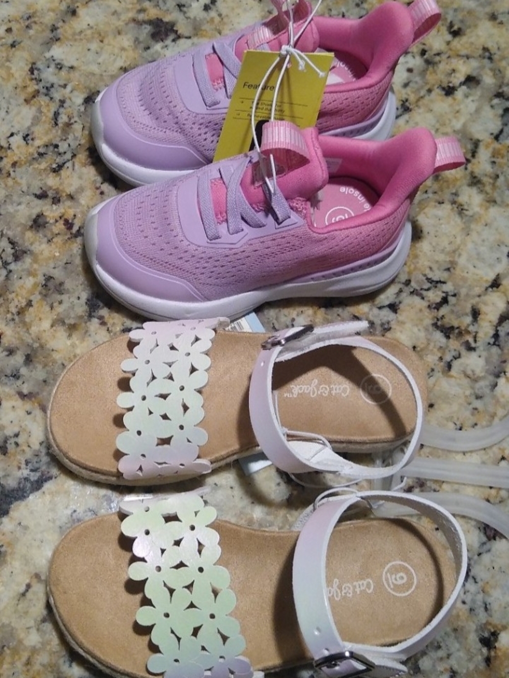 Girls Lightweight Athletic Sneakers & Sandal Bundle - Kids Shoes Size 6.